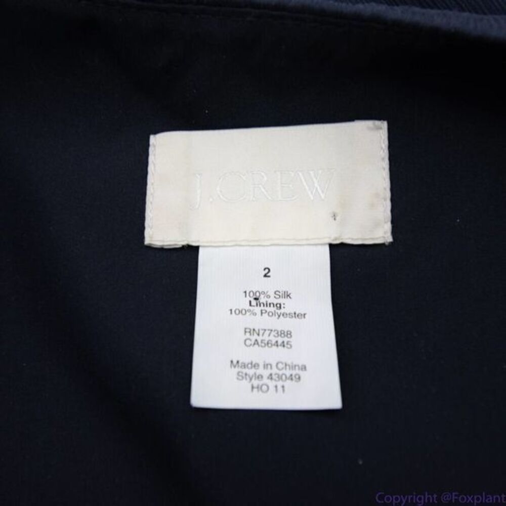 Jcrew 100% silk asymmetric hem V neck navy blue midi dress, size 2 - Picture 9 of 12